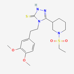 molecular formula C19H28N4O4S2 B2870721 4-(3,4-Dimethoxyphenethyl)-5-(1-(ethylsulfonyl)-piperidin-3-YL)-4H-1,2,4-triazole-3-thiol CAS No. 932807-05-1