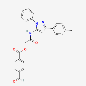 molecular formula C26H21N3O4 B2870723 [2-[[5-(4-Methylphenyl)-2-phenylpyrazol-3-yl]amino]-2-oxoethyl] 4-formylbenzoate CAS No. 956965-92-7