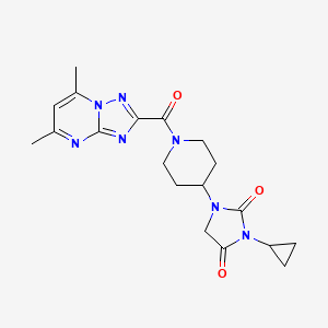 molecular formula C19H23N7O3 B2870724 3-Cyclopropyl-1-(1-{5,7-dimethyl-[1,2,4]triazolo[1,5-a]pyrimidine-2-carbonyl}piperidin-4-yl)imidazolidine-2,4-dione CAS No. 2097916-97-5