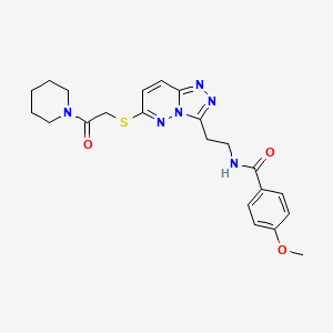 4-methoxy-N-(2-(6-((2-oxo-2-(piperidin-1-yl)ethyl)thio)-[1,2,4]triazolo[4,3-b]pyridazin-3-yl)ethyl)benzamide