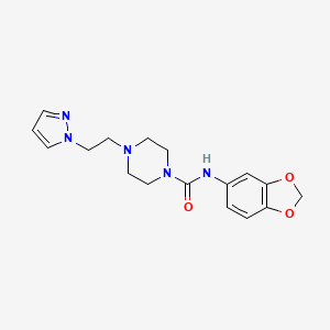 molecular formula C17H21N5O3 B2870748 4-(2-(1H-pyrazol-1-yl)ethyl)-N-(benzo[d][1,3]dioxol-5-yl)piperazine-1-carboxamide CAS No. 1396782-64-1