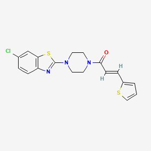 molecular formula C18H16ClN3OS2 B2870754 6-chloro-2-{4-[(2E)-3-(2-thienyl)prop-2-enoyl]piperazin-1-yl}-1,3-benzothiazole CAS No. 897471-50-0