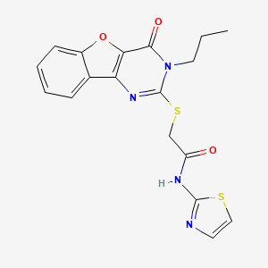 2-((4-oxo-3-propyl-3,4-dihydrobenzofuro[3,2-d]pyrimidin-2-yl)thio)-N-(thiazol-2-yl)acetamide