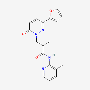molecular formula C18H18N4O3 B2870765 3-(3-(furan-2-yl)-6-oxopyridazin-1(6H)-yl)-2-methyl-N-(3-methylpyridin-2-yl)propanamide CAS No. 1286704-36-6