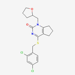 4-((2,4-dichlorobenzyl)thio)-1-((tetrahydrofuran-2-yl)methyl)-6,7-dihydro-1H-cyclopenta[d]pyrimidin-2(5H)-one