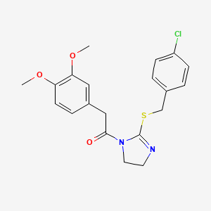 1-[2-[(4-Chlorophenyl)methylsulfanyl]-4,5-dihydroimidazol-1-yl]-2-(3,4-dimethoxyphenyl)ethanone