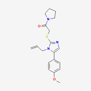 molecular formula C19H23N3O2S B2870781 2-((1-allyl-5-(4-methoxyphenyl)-1H-imidazol-2-yl)thio)-1-(pyrrolidin-1-yl)ethanone CAS No. 1207009-45-7