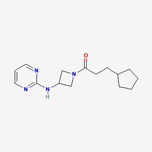 molecular formula C15H22N4O B2870787 3-Cyclopentyl-1-(3-(pyrimidin-2-ylamino)azetidin-1-yl)propan-1-one CAS No. 2320222-58-8