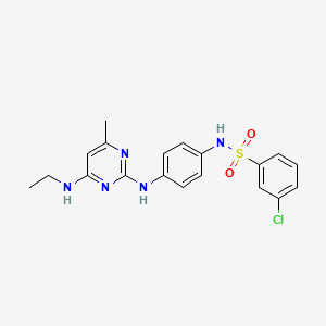 molecular formula C19H20ClN5O2S B2870791 3-chloro-N-(4-((4-(ethylamino)-6-methylpyrimidin-2-yl)amino)phenyl)benzenesulfonamide CAS No. 923258-10-0