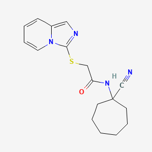 molecular formula C17H20N4OS B2870792 N-(1-cyanocycloheptyl)-2-{imidazo[1,5-a]pyridin-3-ylsulfanyl}acetamide CAS No. 1798736-33-0