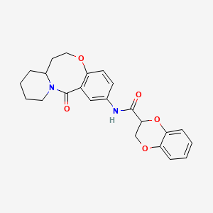 molecular formula C23H24N2O5 B2870811 N-(6-Oxo-2,3,4,12,13,13a-hexahydro-1H-pyrido[2,1-d][1,5]benzoxazocin-8-yl)-2,3-dihydro-1,4-benzodioxine-3-carboxamide CAS No. 1226432-60-5