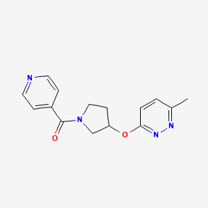 molecular formula C15H16N4O2 B2870827 (3-((6-Methylpyridazin-3-yl)oxy)pyrrolidin-1-yl)(pyridin-4-yl)methanone CAS No. 2034477-10-4