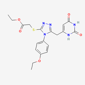 molecular formula C19H21N5O5S B2870836 ethyl 2-[[5-[(2,4-dioxo-1H-pyrimidin-6-yl)methyl]-4-(4-ethoxyphenyl)-1,2,4-triazol-3-yl]sulfanyl]acetate CAS No. 852153-81-2