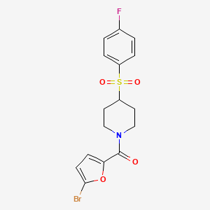 molecular formula C16H15BrFNO4S B2870847 (5-Bromofuran-2-yl)(4-((4-fluorophenyl)sulfonyl)piperidin-1-yl)methanone CAS No. 1448124-36-4