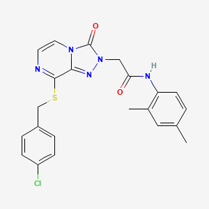 molecular formula C22H20ClN5O2S B2870849 2-{8-[(4-chlorobenzyl)sulfanyl]-3-oxo[1,2,4]triazolo[4,3-a]pyrazin-2(3H)-yl}-N-(2,4-dimethylphenyl)acetamide CAS No. 1251693-59-0