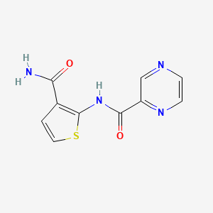 molecular formula C10H8N4O2S B2870876 N-(3-carbamoylthiophen-2-yl)pyrazine-2-carboxamide CAS No. 895939-10-3