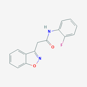 molecular formula C15H11FN2O2 B287088 2-(1,2-benzoxazol-3-yl)-N-(2-fluorophenyl)acetamide 