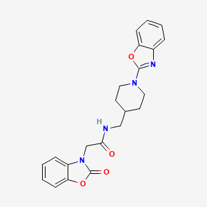 molecular formula C22H22N4O4 B2870880 N-((1-(benzo[d]oxazol-2-yl)piperidin-4-yl)methyl)-2-(2-oxobenzo[d]oxazol-3(2H)-yl)acetamide CAS No. 2034443-43-9