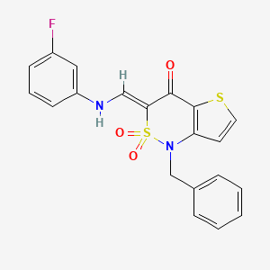 (Z)-1-benzyl-3-(((3-fluorophenyl)amino)methylene)-1H-thieno[3,2-c][1,2]thiazin-4(3H)-one 2,2-dioxide