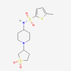 molecular formula C14H22N2O4S3 B2870897 N-(1-(1,1-dioxidotetrahydrothiophen-3-yl)piperidin-4-yl)-5-methylthiophene-2-sulfonamide CAS No. 2034335-99-2