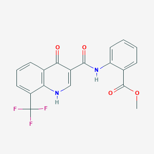 molecular formula C19H13F3N2O4 B2870898 Methyl 2-(4-hydroxy-8-(trifluoromethyl)quinoline-3-carboxamido)benzoate CAS No. 946260-28-2