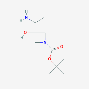 molecular formula C10H20N2O3 B2870904 tert-Butyl 3-(1-aminoethyl)-3-hydroxyazetidine-1-carboxylate CAS No. 2172088-95-6