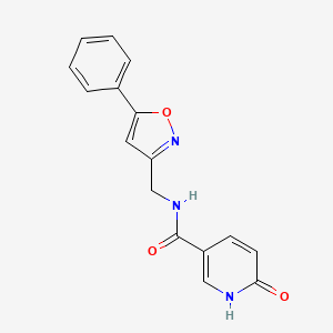 molecular formula C16H13N3O3 B2870912 6-oxo-N-((5-phenylisoxazol-3-yl)methyl)-1,6-dihydropyridine-3-carboxamide CAS No. 1209141-41-2