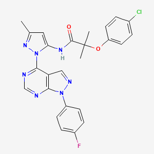 2-(4-chlorophenoxy)-N-(1-(1-(4-fluorophenyl)-1H-pyrazolo[3,4-d]pyrimidin-4-yl)-3-methyl-1H-pyrazol-5-yl)-2-methylpropanamide