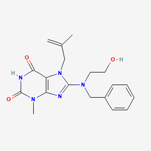 molecular formula C19H23N5O3 B2870918 8-(benzyl(2-hydroxyethyl)amino)-3-methyl-7-(2-methylallyl)-1H-purine-2,6(3H,7H)-dione 