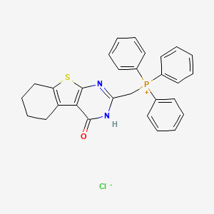 molecular formula C29H26ClN2OPS B2870922 ({3-Oxo-8-thia-4,6-diazatricyclo[7.4.0.0^{2,7}]trideca-1(9),2(7),5-trien-5-yl}methyl)triphenylphosphanium chloride CAS No. 2050479-79-1