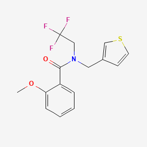 molecular formula C15H14F3NO2S B2870926 2-methoxy-N-(thiophen-3-ylmethyl)-N-(2,2,2-trifluoroethyl)benzamide CAS No. 1234894-73-5