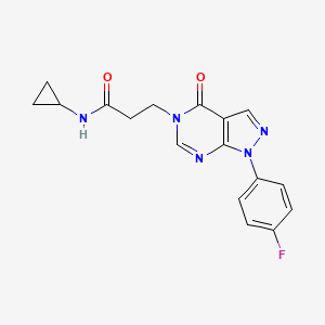 molecular formula C17H16FN5O2 B2870927 N-环丙基-3-(1-(4-氟苯基)-4-氧代-1H-吡唑并[3,4-d]嘧啶-5(4H)-基)丙酰胺 CAS No. 946312-77-2