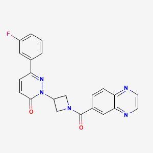 molecular formula C22H16FN5O2 B2870928 6-(3-Fluorophenyl)-2-[1-(quinoxaline-6-carbonyl)azetidin-3-yl]pyridazin-3-one CAS No. 2380194-49-8