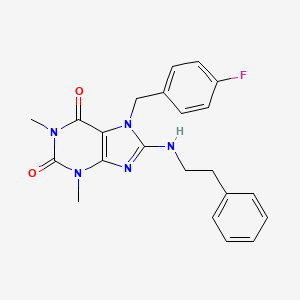 molecular formula C22H22FN5O2 B2870929 7-(4-fluorobenzyl)-1,3-dimethyl-8-(phenethylamino)-1H-purine-2,6(3H,7H)-dione CAS No. 359907-16-7