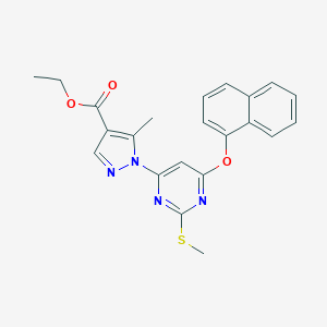 molecular formula C22H20N4O3S B287093 ethyl 5-methyl-1-[2-(methylsulfanyl)-6-(1-naphthyloxy)-4-pyrimidinyl]-1H-pyrazole-4-carboxylate 