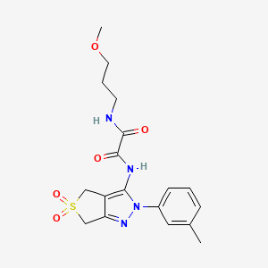 molecular formula C18H22N4O5S B2870937 N1-(5,5-dioxido-2-(m-tolyl)-4,6-dihydro-2H-thieno[3,4-c]pyrazol-3-yl)-N2-(3-methoxypropyl)oxalamide CAS No. 899994-76-4