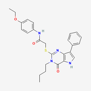 molecular formula C26H28N4O3S B2870941 2-[(3-丁基-4-氧代-7-苯基-4,5-二氢-3H-吡咯并[3,2-d]嘧啶-2-基)硫代]-N-(4-乙氧基苯基)乙酰胺 CAS No. 1260918-91-9