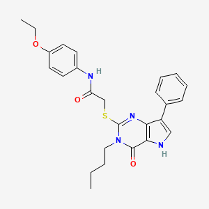 molecular formula C26H28N4O3S B2870941 2-[(3-butyl-4-oxo-7-phenyl-4,5-dihydro-3H-pyrrolo[3,2-d]pyrimidin-2-yl)sulfanyl]-N-(4-ethoxyphenyl)acetamide CAS No. 1260918-91-9