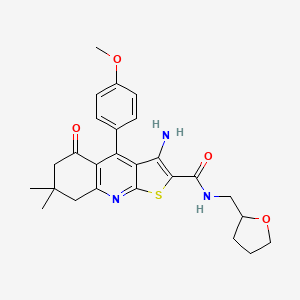 3-amino-4-(4-methoxyphenyl)-7,7-dimethyl-5-oxo-N-(oxolan-2-ylmethyl)-6,8-dihydrothieno[2,3-b]quinoline-2-carboxamide