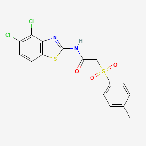 molecular formula C16H12Cl2N2O3S2 B2870947 N-(4,5-dichlorobenzo[d]thiazol-2-yl)-2-tosylacetamide CAS No. 895455-10-4