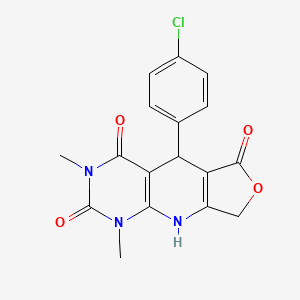 molecular formula C17H14ClN3O4 B2870948 5-(4-chlorophenyl)-1,3-dimethyl-5,9-dihydrofuro[3',4':5,6]pyrido[2,3-d]pyrimidine-2,4,6(1H,3H,8H)-trione CAS No. 897623-06-2