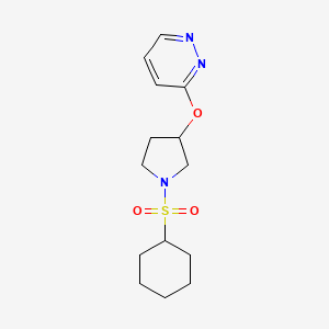 molecular formula C14H21N3O3S B2870953 3-((1-(Cyclohexylsulfonyl)pyrrolidin-3-yl)oxy)pyridazine CAS No. 2034452-23-6