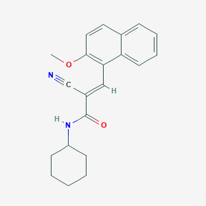 molecular formula C21H22N2O2 B2870959 (E)-2-cyano-N-cyclohexyl-3-(2-methoxynaphthalen-1-yl)prop-2-enamide CAS No. 329730-95-2