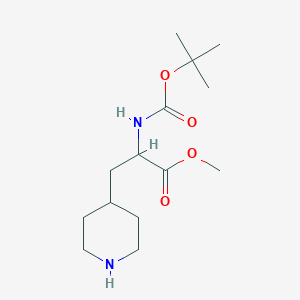 molecular formula C14H26N2O4 B2870974 Methyl 2-[(2-methylpropan-2-yl)oxycarbonylamino]-3-piperidin-4-ylpropanoate CAS No. 1822461-82-4