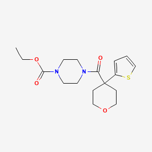 Ethyl 4-(4-thiophen-2-yloxane-4-carbonyl)piperazine-1-carboxylate