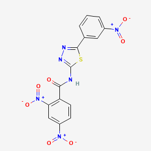 molecular formula C15H8N6O7S B2870986 2,4-dinitro-N-[5-(3-nitrophenyl)-1,3,4-thiadiazol-2-yl]benzamide CAS No. 342591-52-0