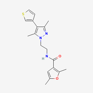 molecular formula C18H21N3O2S B2870990 N-(2-(3,5-dimethyl-4-(thiophen-3-yl)-1H-pyrazol-1-yl)ethyl)-2,5-dimethylfuran-3-carboxamide CAS No. 2034375-47-6