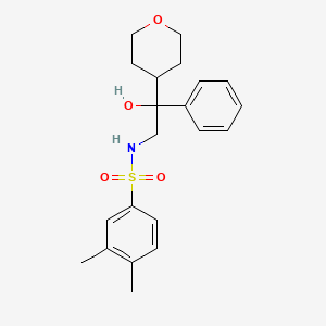 molecular formula C21H27NO4S B2870994 N-(2-羟基-2-苯基-2-(四氢-2H-吡喃-4-基)乙基)-3,4-二甲基苯磺酰胺 CAS No. 2034455-63-3