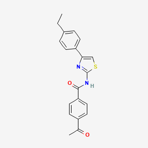 molecular formula C20H18N2O2S B2870996 4-acetyl-N-[4-(4-ethylphenyl)-1,3-thiazol-2-yl]benzamide CAS No. 313683-73-7
