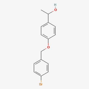 molecular formula C15H15BrO2 B2870998 1-{4-[(4-Bromophenyl)methoxy]phenyl}ethan-1-ol CAS No. 1156181-00-8